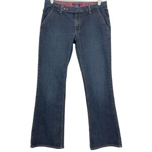 Thre3 Women's Denim Jeans Size 10 Boot Cut Mid Rise Stretch Four Pockets Navy